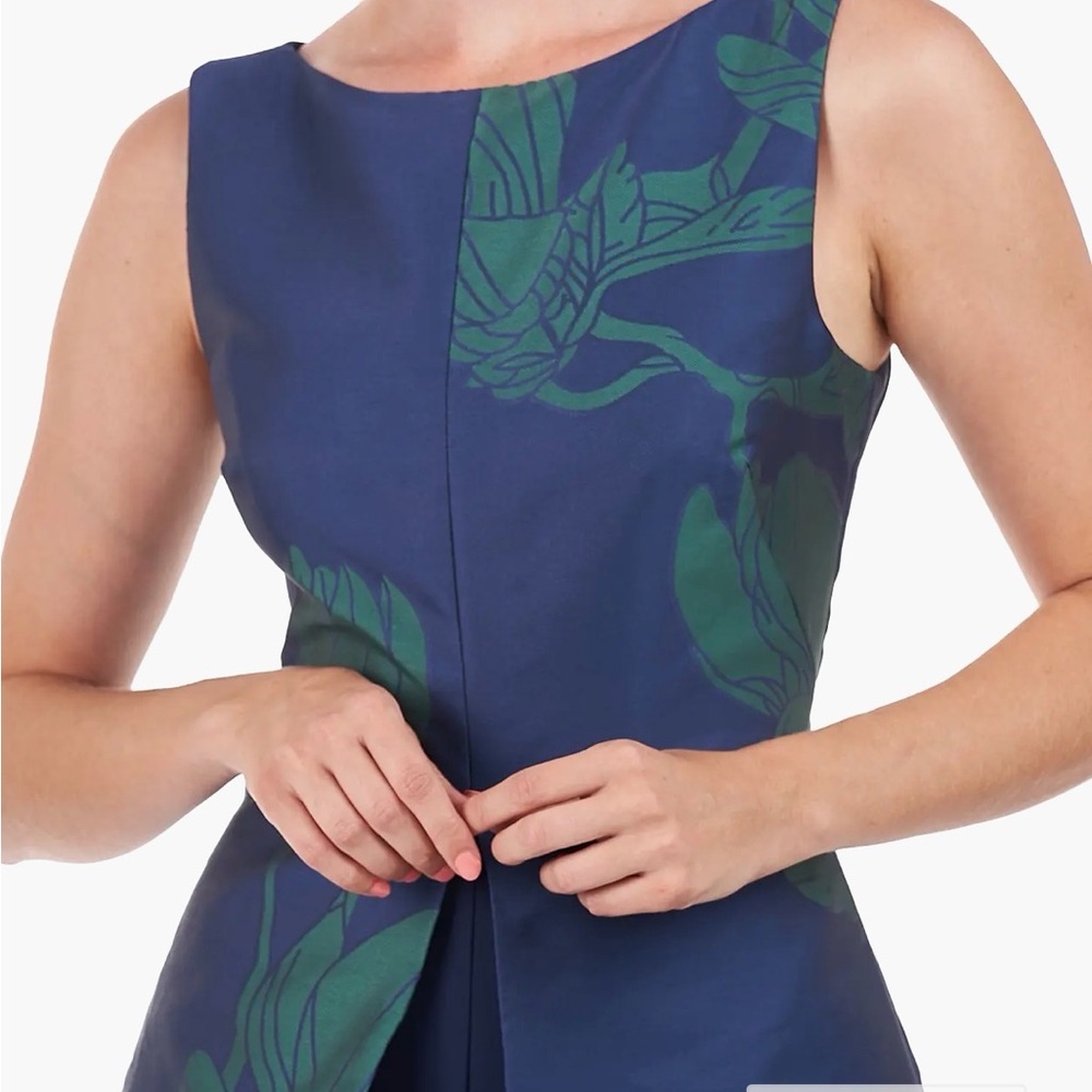 Kay Unger Navy and Teal Floral Maxi Dress / Jumpsuit - Picture 2 of 16